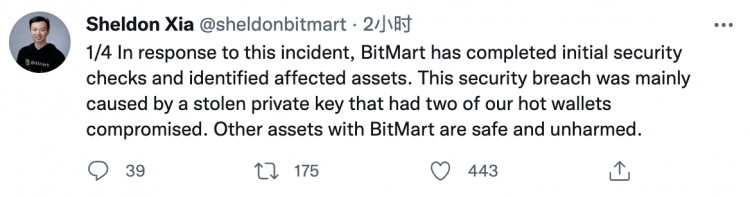 1.96 一亿美元被盗！黑客攻破 BitMart 交易所