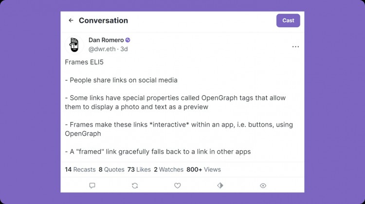 一文了解 Farcaster 新功能 Frames ： 将任意帖子转换为可交互应用，加密社交会增加哪